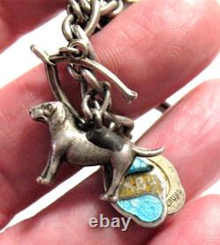 Sterling Silver Enamel Charm Bracelet Mixed Themes 13 Charms 7 27.7 Gms