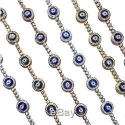 Sterling Silver Glass Evil Eye Tennis Bracelet (BGE)