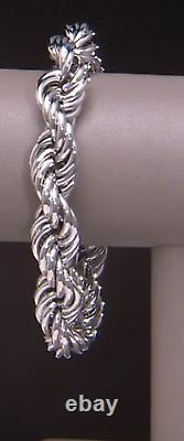 Sterling Silver High Polished Rope Bracelet 7-1/4, By Silver Style