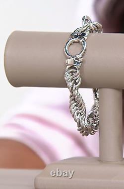 Sterling Silver High Polished Rope Bracelet 7-1/4, By Silver Style