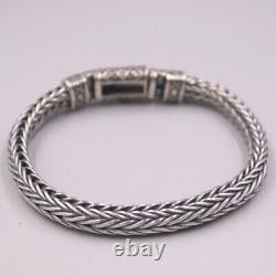 Sterling Silver Hollow Wheat Chain Foxtail Bracelet 7mmW 8.26L 42-46g S925