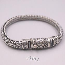 Sterling Silver Hollow Wheat Chain Foxtail Bracelet 7mmW 8.26L 42-46g S925