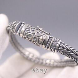 Sterling Silver Hollow Wheat Chain Foxtail Bracelet 7mmW 8.26L 42-46g S925