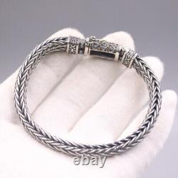 Sterling Silver Hollow Wheat Chain Foxtail Bracelet 7mmW 8.26L 42-46g S925