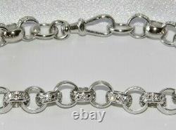 Sterling Silver MEN'S Belcher Bracelet Stone Set 8.5 inch
