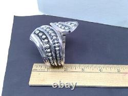 Sterling Silver Mexico Beaded Hinged Clamper Bracelet