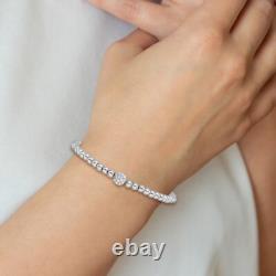Sterling Silver Polished Beaded CZ Stretch Bracelet Gift for Mother