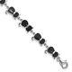 Sterling Silver Rhodium-plated Onyx Cat Link Bracelet For Womens