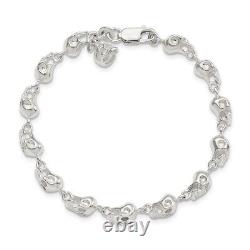 Sterling Silver Skull 7 inch Bracelet Gift for Women 17.27g