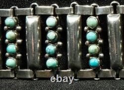 Sterling Silver & Snake Eye Turquoise Zuni Bracelet Vintage 7 1/2 46g