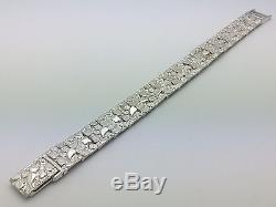 Sterling Silver Solid Nugget Style Adjustable Bracelet 8 34.8g 15mm