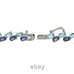 Sterling Silver Tanzanite and Aquamarine 2-row Bracelet