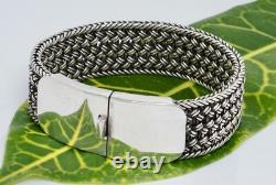 Sterling Silver Wide Multi-Braided Bracelet with Box Clasp. Size 7.5