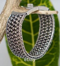 Sterling Silver Wide Multi-Braided Bracelet with Box Clasp. Size 7.5