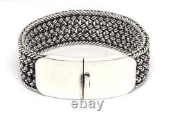 Sterling Silver Wide Multi-Braided Bracelet with Box Clasp. Size 7.5