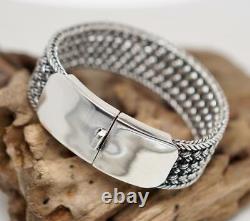 Sterling Silver Wide Multi-Braided Bracelet with Box Clasp. Size 7.5