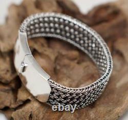 Sterling Silver Wide Multi-Braided Bracelet with Box Clasp. Size 7.5