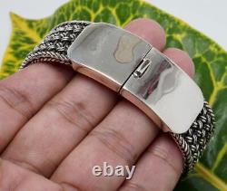 Sterling Silver Wide Multi-Braided Bracelet with Box Clasp. Size 7.5