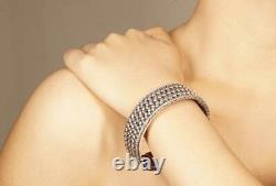 Sterling Silver Wide Multi-Braided Bracelet with Box Clasp. Size 7.5