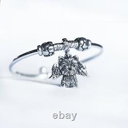 Sterling Silver Yorkie Puppy Angel Bracelet