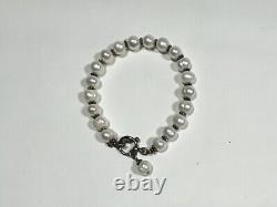Sterling Silver and Pearl Bracelet, 7.5 in, Toggle Closure