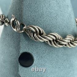 Sterling silver bracelet Chunky Heavy Twisted Rope Chain 21cm 42.3g 10mm