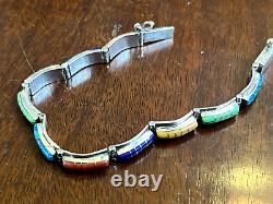 Sterling silver multi colour stone bracelet