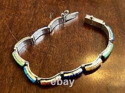 Sterling silver multi colour stone bracelet