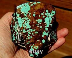 Stunning Giant OSCAR BETZ Sterling Silver Number 8 Mine Turquoise Stone Bracelet