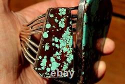 Stunning Giant OSCAR BETZ Sterling Silver Number 8 Mine Turquoise Stone Bracelet