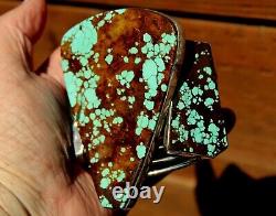 Stunning Giant OSCAR BETZ Sterling Silver Number 8 Mine Turquoise Stone Bracelet