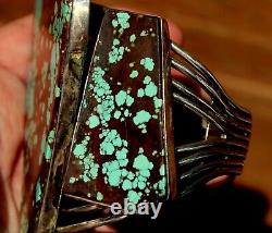 Stunning Giant OSCAR BETZ Sterling Silver Number 8 Mine Turquoise Stone Bracelet