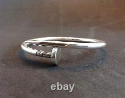 Stunning Women's Nail Bangle Cuff Solid Sterling Silver 925 Statement Bracelet