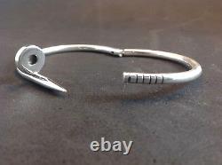 Stunning Women's Nail Bangle Cuff Solid Sterling Silver 925 Statement Bracelet