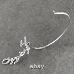 TAXCO. 925 STERLING SILVER STYLISH CORAL BANGLE BRACELET Mexican Jewelry