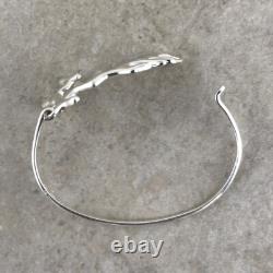TAXCO. 925 STERLING SILVER STYLISH CORAL BANGLE BRACELET Mexican Jewelry