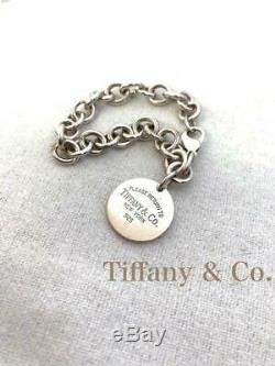 TIFFANY & CO. Bracelet PLEASE RETURN TO Sterling Silver 925 Round Charm Tag