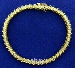 Tennis Bracelet 7.25 5Ct Round Natural Moissanite 14K Yellow Gold Plated Silver
