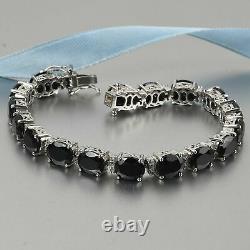 Tennis Bracelet 925 Sterling Silver Black Spinel Zircon Gifts Size 7.25 Ct 39.6