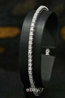 Tennis Round Diamond Bracelet 7.25 925 Sterling Silver In 14K White Gold Over