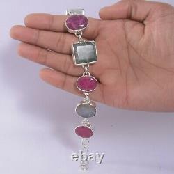 ThanksGiving Jewelry Constituted Ruby Emerald Gemstone Bracelet Silver 9695