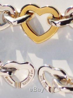Tiffany & Co 18ct 18K Gold & Sterling Silver Heart Link Bracelet
