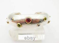 Tiffany & Co. 925 Sterling Silver 18k YG Etoile Multi-Gemstone Cuff Bracelet