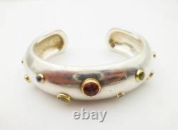 Tiffany & Co. 925 Sterling Silver 18k YG Etoile Multi-Gemstone Cuff Bracelet