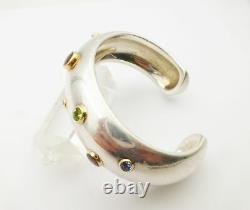 Tiffany & Co. 925 Sterling Silver 18k YG Etoile Multi-Gemstone Cuff Bracelet