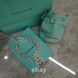 Tiffany & Co. 925 Sterling Silver 7.5 Heart Tag Charm Bracelet