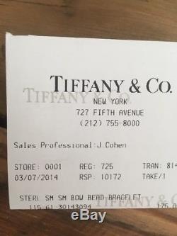 Tiffany & Co Bow Ribbon Sterling Silver 4mm Bead Bracelet- Receipt, Box & Pouch