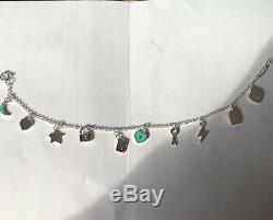 Tiffany & Co Dangle charm bracelet heart lock star blue enamel 6.75'' mini
