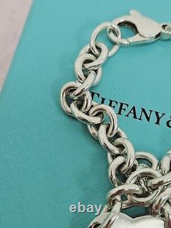 Tiffany & Co. Heart Pendant Genuine Sterling Silver Chunky Chain Bracelet Sz 7