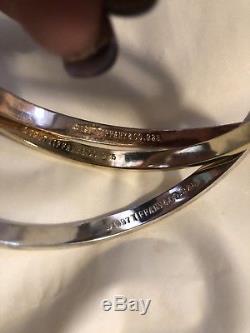 Tiffany & Co Interlocking Sterling Silver 1837 Triple Tri-color Bangle Bracelet